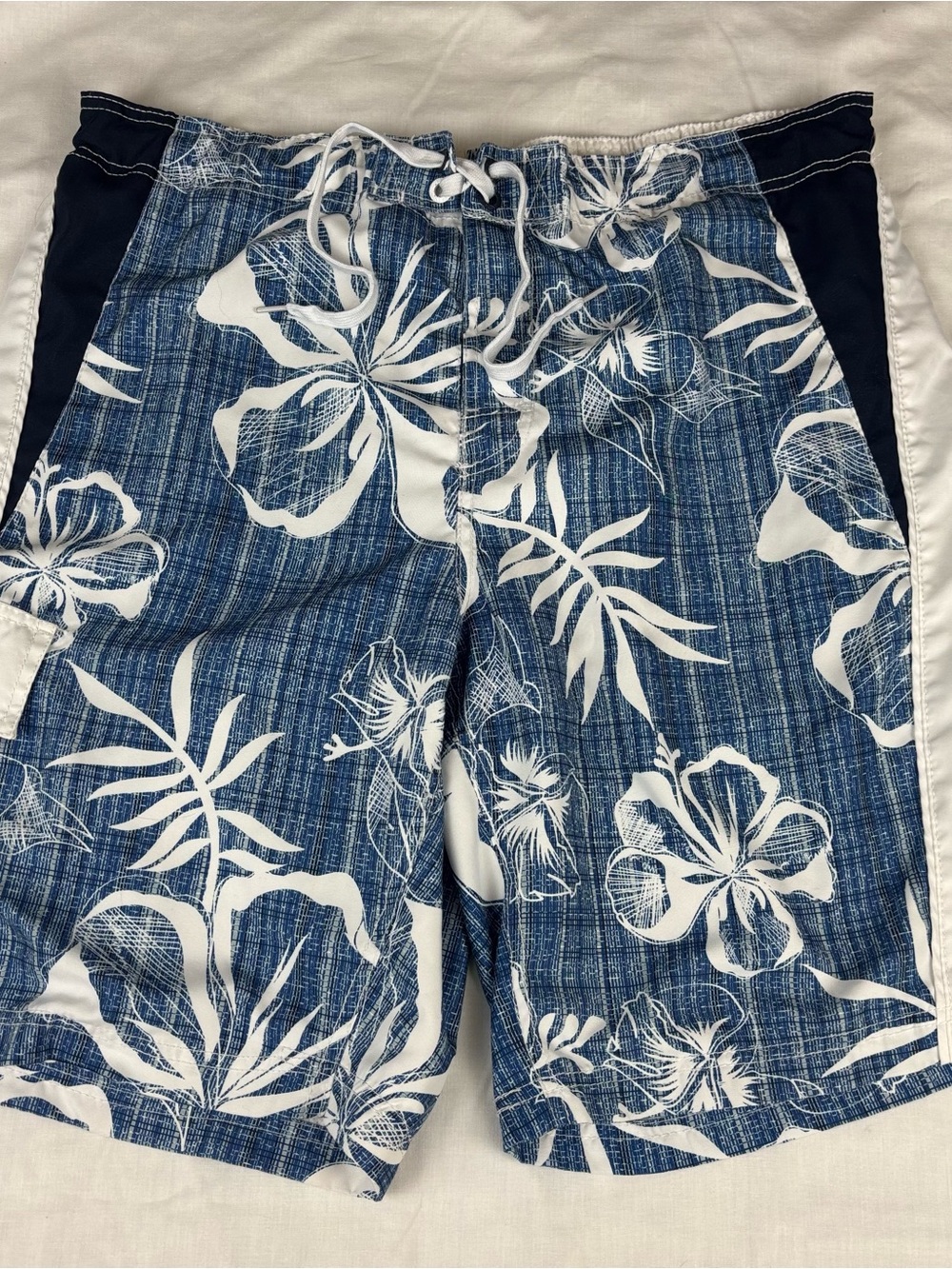 OP Blue and White Floral Hybrid Swim Shorts